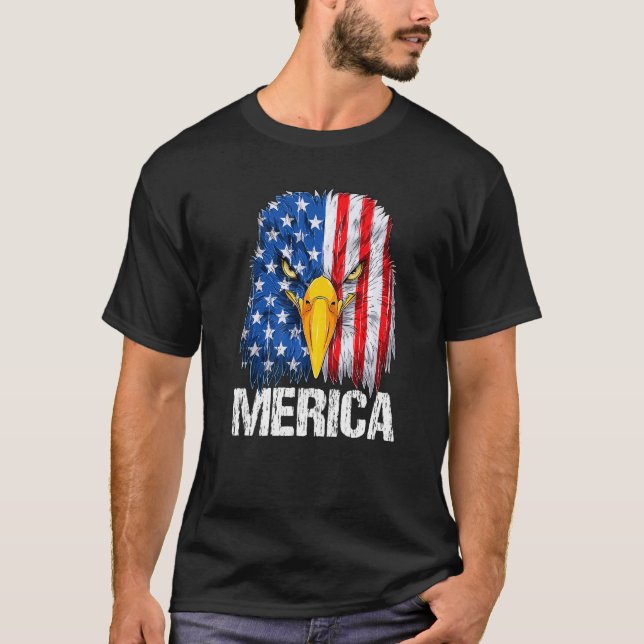 Camiseta Bald Eagle Head & Face Merica American Flag 4t (Frente)