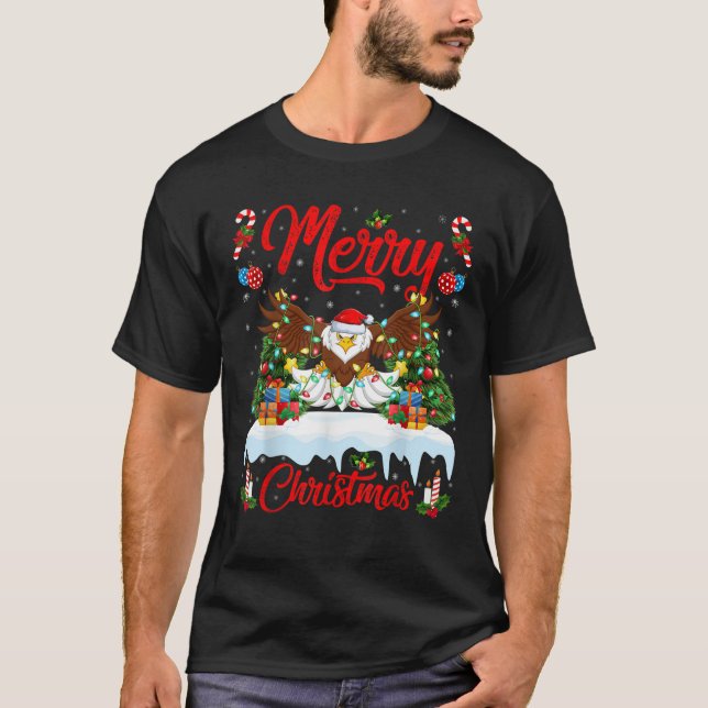 Camiseta Bald Eagle Lover Xmas Lighting Santa Bald Eagle Ch (Frente)