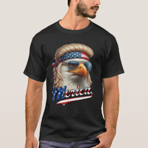 Camiseta Bald Eagle Merica 4 de julho, Eagle Blonde Mullet