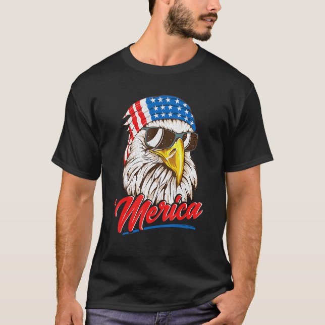 Camiseta Bald Eagle Merica 80s Mullet Eagle America (Frente)