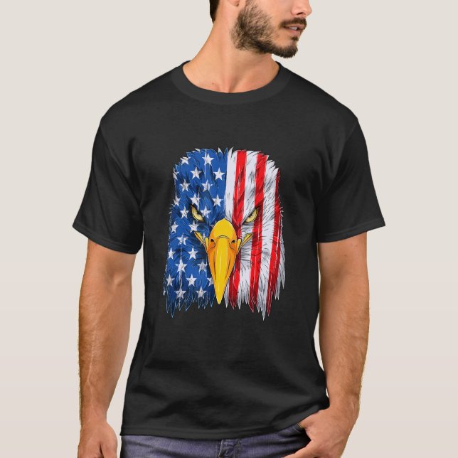Camiseta Bald Eagle Mullet American Flag 4 De Julho (Frente)
