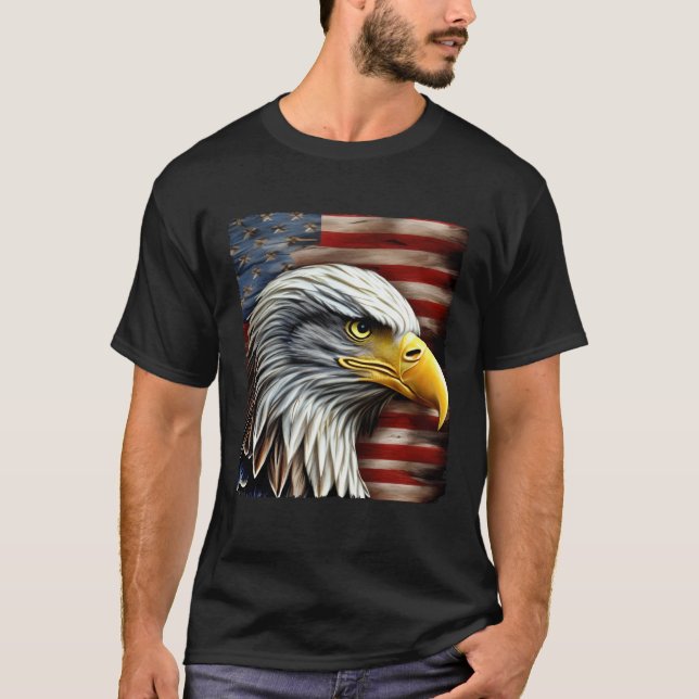 Camiseta Bald Eagle On American Flag 4th of July (Frente)