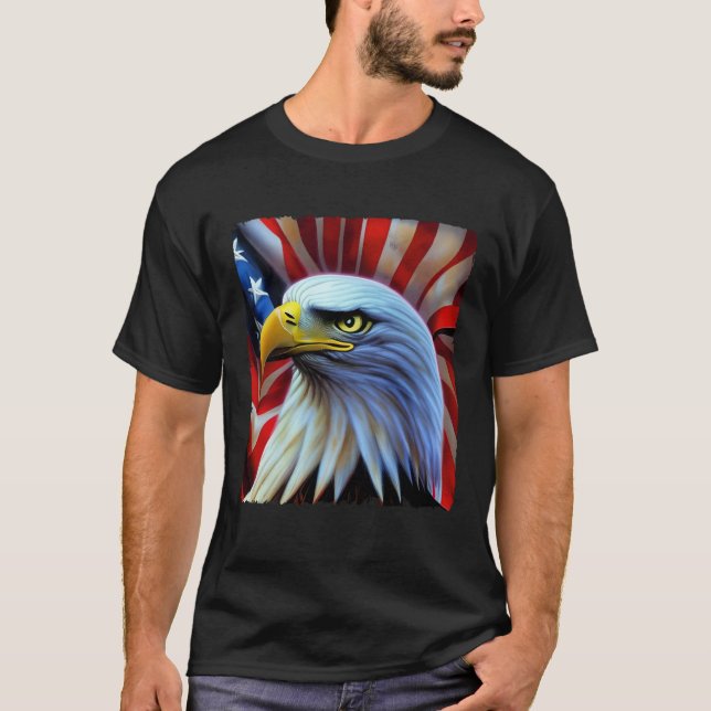 Camiseta Bald Eagle On American Flag USA 4th of July Party  (Frente)