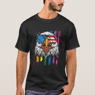 Camiseta Bald Eagle Rainbow American Flag Patriótico LGTB G
