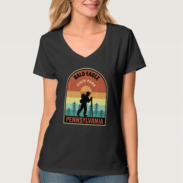 Camiseta Bald Eagle State Park Pennsylvania Retro Hiking Pr (Frente)