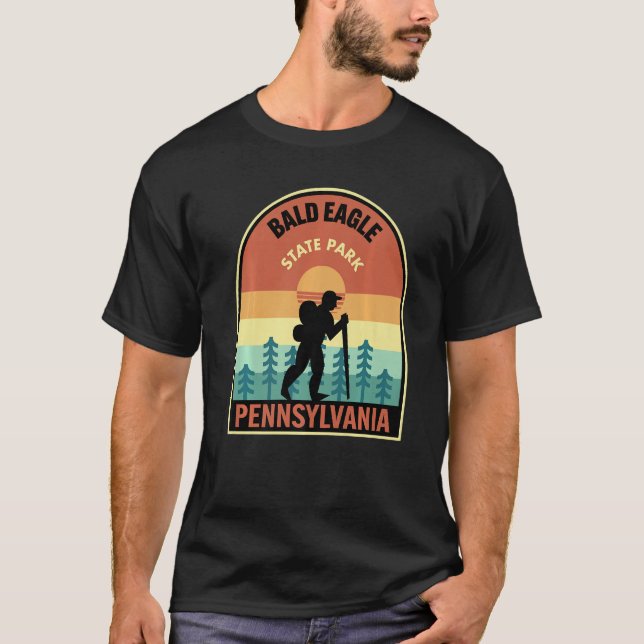 Camiseta Bald Eagle State Park Pensilvânia Retro Hiking Pr (Frente)