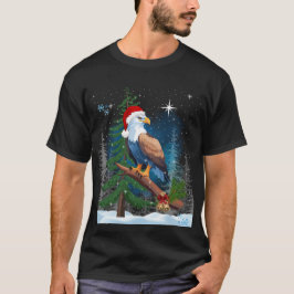 Camiseta Bald Eagle Vestindo Natal Hat Winter Scenay