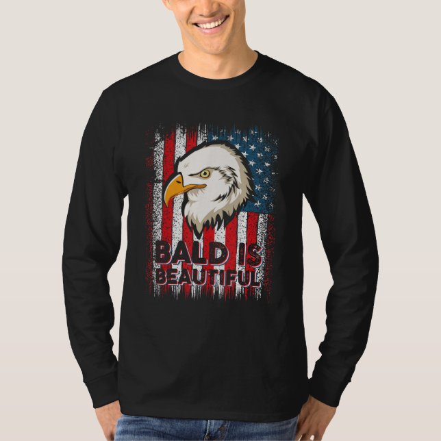 Camiseta Bald Is Beautiful 4th of July Independence Day (Frente)