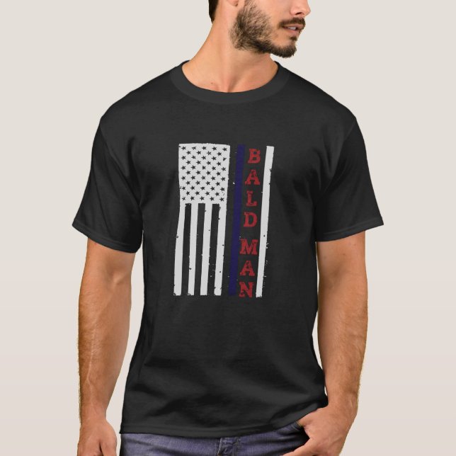Camiseta BALD MAN USA Flag Patriotic (Frente)