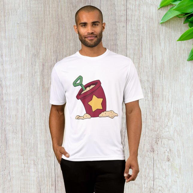 Camiseta Balde de areia vermelha com estrela e pá (Criador carregado)