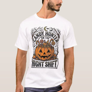 Camiseta Balde de Doces de Abóbora Gravura de Halloween Vin