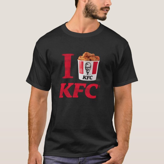 Camiseta Balde de Frango Frito KFC Eu Amo KFC Comida Retro (Frente)