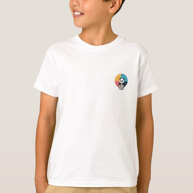 Camiseta Balde de Tinta Panda Fofo Infantil (Frente)