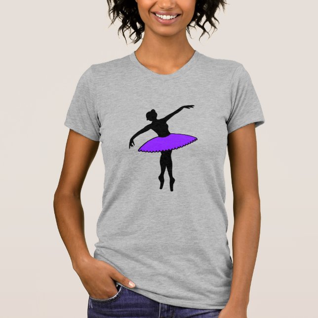 Camiseta Balé Ballerina Neon Dancer Silhouette Purple (Frente)