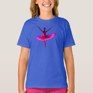 Camiseta Balé Ballerina Pose Brilhante Cores Violetas