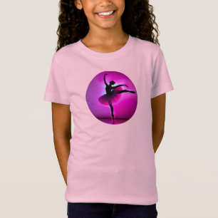 Camiseta Balé Ballerina Pose Brilhante Cores Violetas