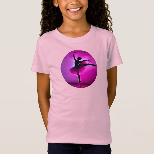 Camiseta Balé Ballerina Pose Brilhante Cores Violetas (Frente)