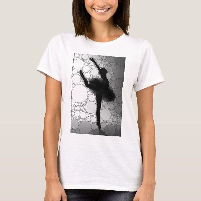 Camiseta Balé Black White Dancing Ballerina (Frente)