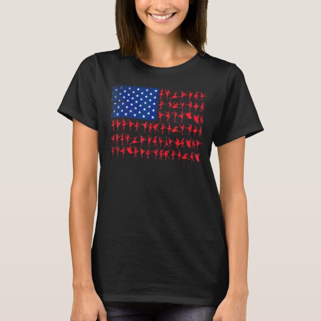 Camiseta Balé Dancer American Flag 4 de julho nos Estados U (Frente)