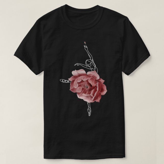 Camiseta Balé Dancer Ballerina Dance Rosas Florais 1 (Frente do Design)
