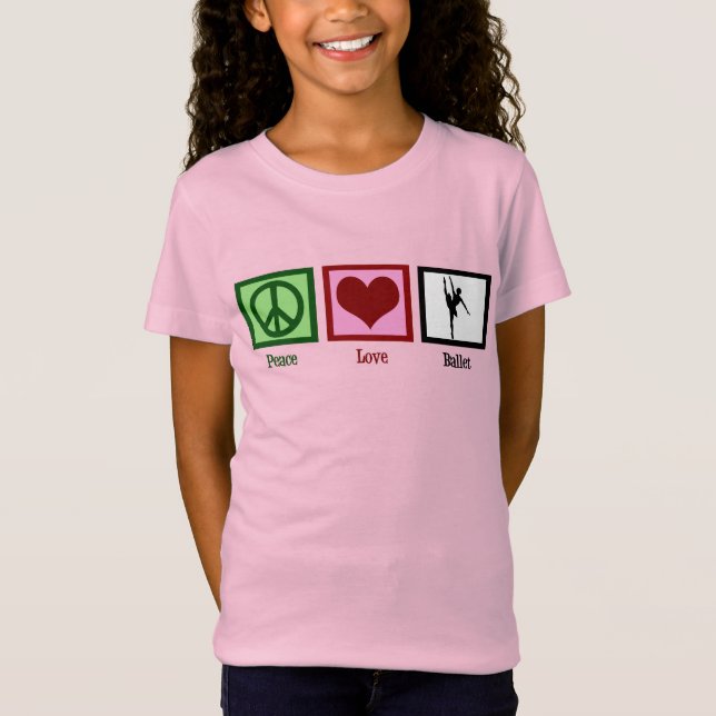 Camiseta Balé de Amor pela Paz, Bonito Rosa Ballerina (Frente)