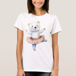 Camiseta Balé de dança de bailarina de urso polar, bonito