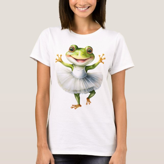 Camiseta Balé de dança de sapo bonito. (Frente)