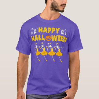 Camiseta Balé de dança Feliz Halloween Skeleton Ballerina