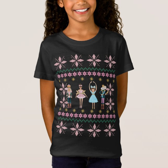 Camiseta Balé de Nutcracker Rosa Ufly Christmas Sweater Gra (Frente)