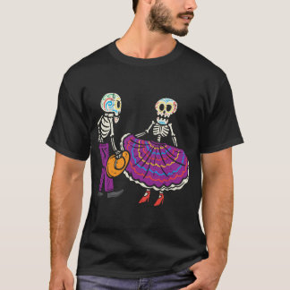 Camiseta Balé Folklorico Skeleton Sugar Skull Dia De Los