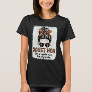 Camiseta Balé Leopard Mãe Bun Ballerina Mãe Cute Mensageiro