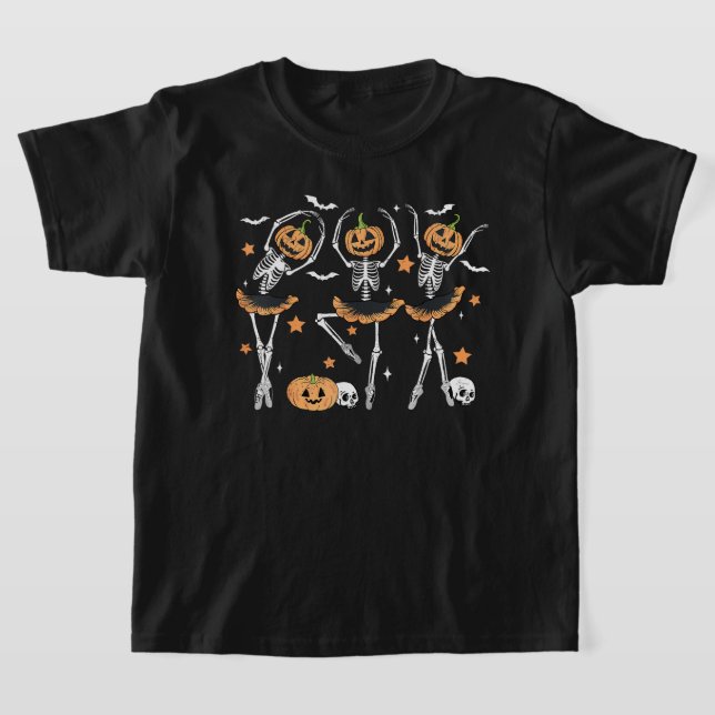 Camiseta Balé Pumpkin Esqueleto Assustador Halloween (Postura )
