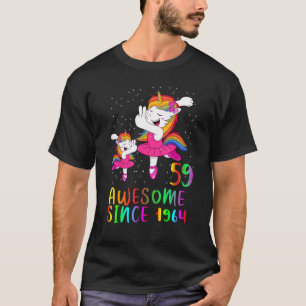 Camiseta balé Unicórnio De 59 Anos De Aniversário Incrível