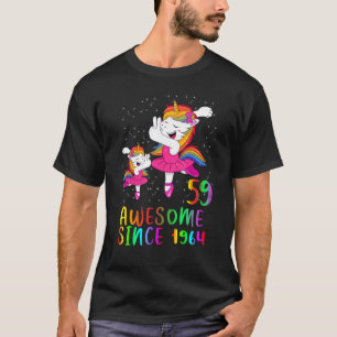 Camiseta balé Unicórnio De 59 Anos De Aniversário Incrível 