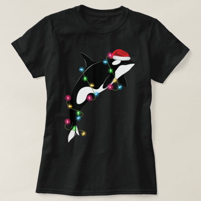 Camiseta Baleia Assassina de Orca Engraçada Santa Hábito Ma (Frente do Design)