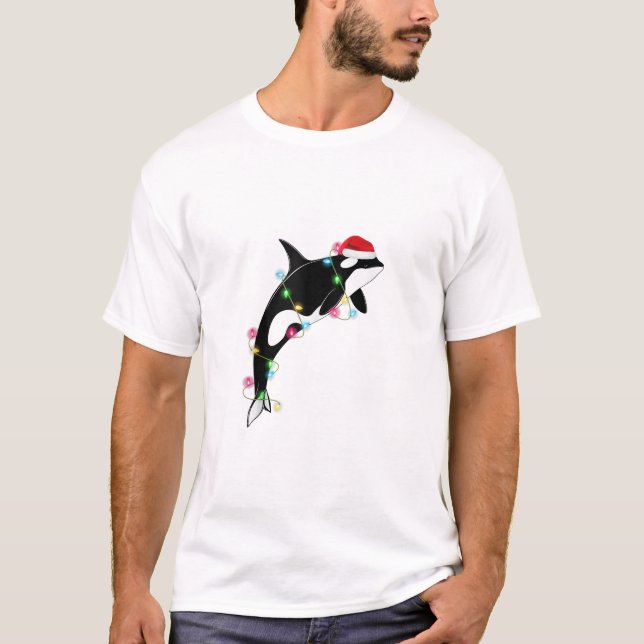 Camiseta Baleia Assassina de Orca Engraçada Santa Hábito Ma (Frente)