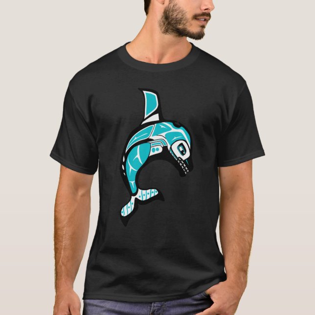 Camiseta Baleia Assassina Indiana Nativa Orca Pacific N (Frente)