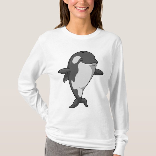 Camiseta Baleia assassina na Malhação de Yoga em pé (Frente)
