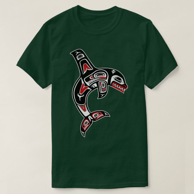 Camiseta Baleia Assassina Orca Nativa do Noroeste do Pacífi (Frente do Design)