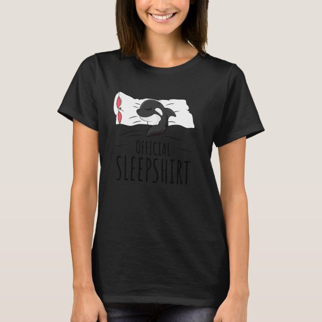 Camiseta Baleia Assassina Orca Oficialmente Dormindo Longa  (Frente)