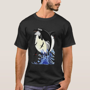 Camiseta Baleia Assassina Orcas Ocean Animal Diver Waves Or