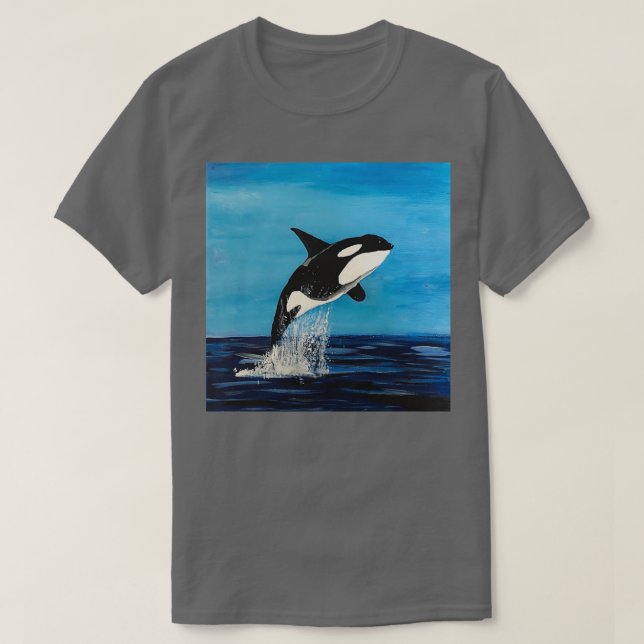 Camiseta Baleia assassina ou Orca em acrílicas na canvas (Frente do Design)