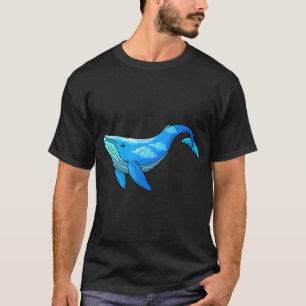 Camiseta Baleia azul com nuvens