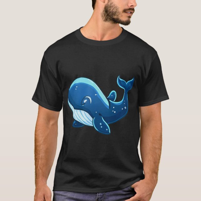 Camiseta Baleia Azul Fofa Mar Oceano Peixe (Frente)