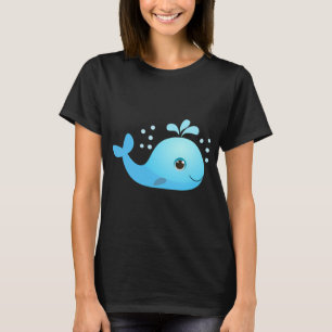 Camiseta Baleia Azul Kawaii Fofa Desenho Animado
