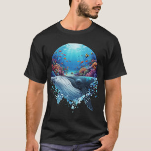 Camiseta Baleia Azul Majestosa Recife de Coral Vida Selvage
