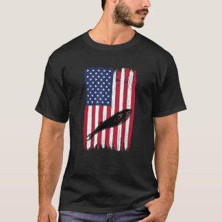 Camiseta Baleia Azul Silhouette American Flag USA Pat