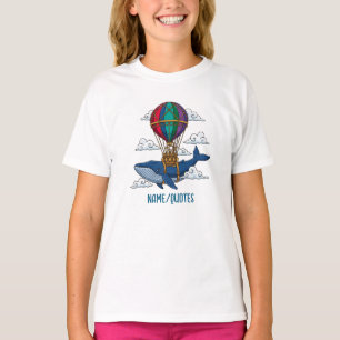 Camiseta Baleia Azul Voadora com Balão de Ar Quente
