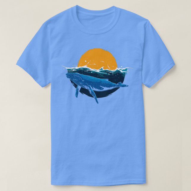 Camiseta Baleia Black Orca Ocean Swiming Sunrise (Frente do Design)