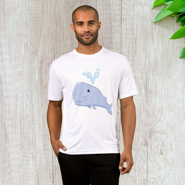 Camiseta Baleia-branca com abertura de água animal adorável (Criador carregado)